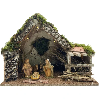 Afbeelding van Bellatio decorations Kerstal met figuren 43 x 20 29 cm