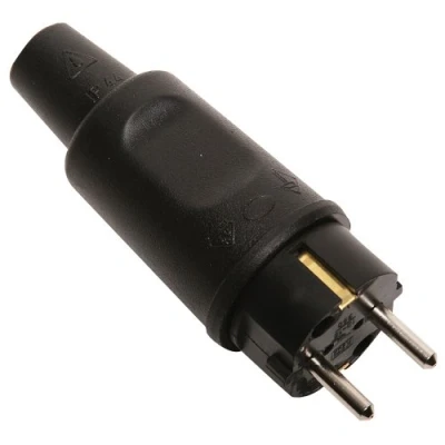 Afbeelding van Kopp geaarde stekker met knikbescherming, IP44, spatwaterdicht, 250V (16A), van massief rubber voor moeilijke omstandigheden, breukvast, groot model, zwart, 179516047