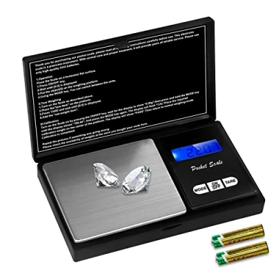 Afbeelding van QEIHITYO Precisieweegschaal, 500 g/0,01 g, gram weegschaal, klein, met lcd display en tarrafunctie, voor koffie, kruiden, sieraden, edelstenen, 7 stuks (2 batterijen inbegrepen)
