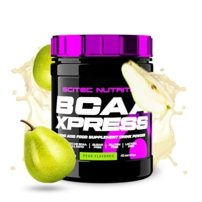 Afbeelding van Scitec Nutrition BCAA Xpress, Suiker , Gluten &amp; Lactosevrij, 5g pure BCAA, Spierherstel Groei, 2:1:1 Aminozuurverhouding, gearomatiseerd gemakkelijk te mengen, 280 g, Peer