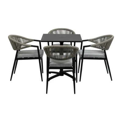 Afbeelding van Normin 5 Delige tuinset 4 Tuinstoelen Brugge Inklapbare tuintafel Gent 70x70cm
