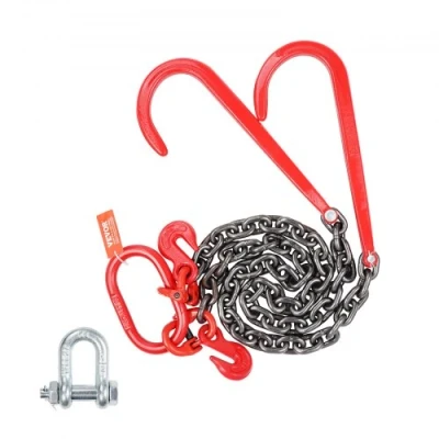 Afbeelding van VEVOR J Haaksleepketting, draagkracht 7074 kg, ketting V flens G80 met grijphaak, 10 mm x 90 cm, voor probleemoplossing, transport, sleepwagen, vrachtwagen dienblad