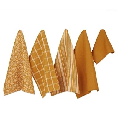 Afbeelding van DII Assortiment Geweven Keukenset, Vaatdoek, 18x28; 13x13, Pompoen, 5 delig