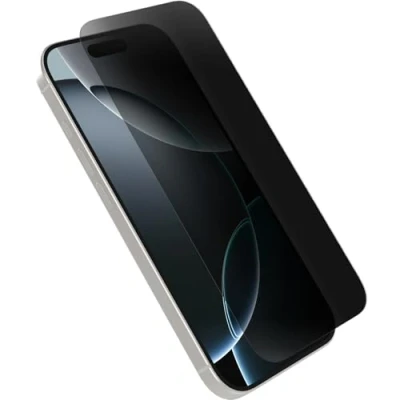 Afbeelding van OtterBox Premium Pro Glass Privacy Guard glazen schermbeschermer voor iPhone 16 Pro, gehard glas, superieure krasbescherming, overleeft vallen tot 1,8 meter, Zonder Verpakking