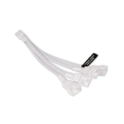 Afbeelding van ALPHACOOL 18728 Y splitter 4 pins naar 4x PWM 15cm witte kabel modding gesleevt