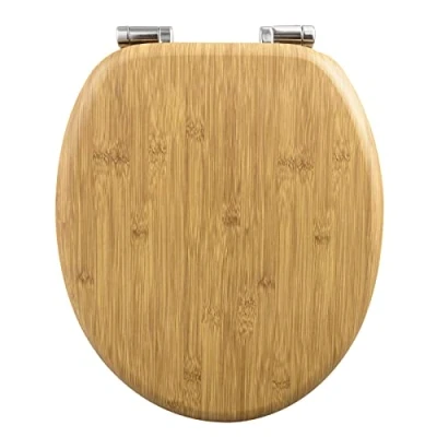 Afbeelding van WOLTU Premium wc bril toiletbril met softclose MDF houten kern, scharnier, antibacterieel, design decoratie Zen Bamboo