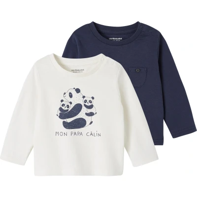 Afbeelding van Vertbaudet Set van 2 T shirts Basics baby lange mouwen