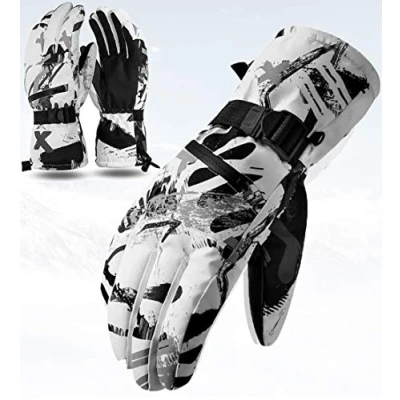 Afbeelding van CXW Ski Handschoenen Touchscreen Thermische Waterdichte Snowboard voor Mannen en Vrouwen (Wit &amp; Grijs Graffiti, L)