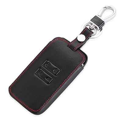 Afbeelding van Happyit Lederen autosleutelhoes sleutelhanger voor Renault Kadjar 4 knops huidbeschermingsaccessoires (rood)