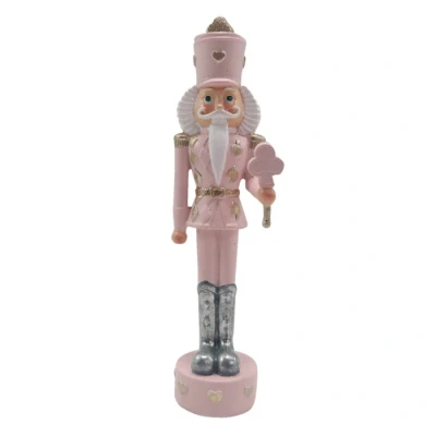 Afbeelding van Clayre &amp; Eef Beeld Notenkraker 17 cm Roze Wit Polyresin Kerstdecoratie