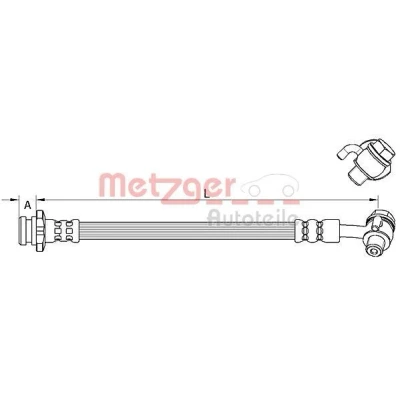 Afbeelding van METZGER 4111585 Remslang Achteras rechts, Bij remzadel 200 M10x1