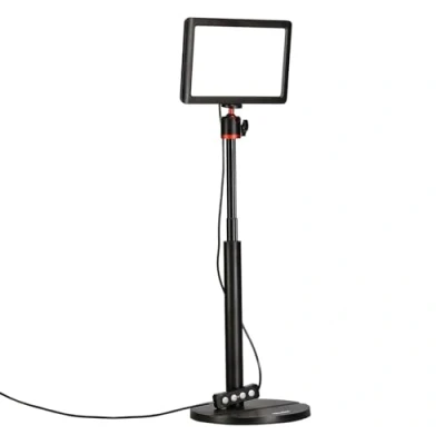 Afbeelding van Rollei Lumis Key Light, LED videolamp inclusief tafelstatief met afstandsbediening op de kabel voor het verlichten van videostreams en conferenties 28555, zwart