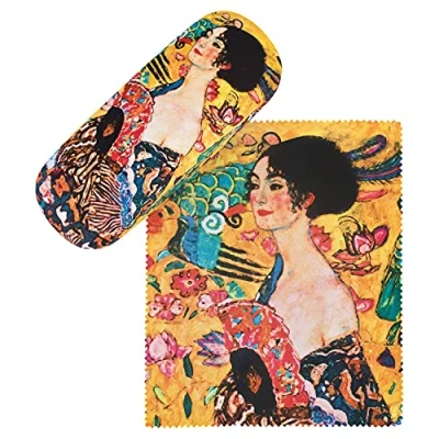 Afbeelding van VON LILIENFELD Brillenetui Gustav Klimt: Dame met waaier Art Kunst Brillenkoker Stabiele Reinigingsdoek Glasses Case Box