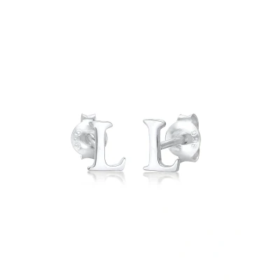 Afbeelding van Elli Dames Oorbellen Letter L Initiaal Minimaal in 925 Sterling Zilver Verguld