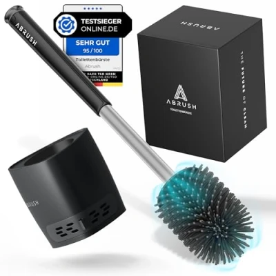 Afbeelding van Abrush toiletborstel siliconen met zachte rubberen borstelkop [hygiënisch schoon] wc borstel incl. wandhouder zonder boren flexibele van