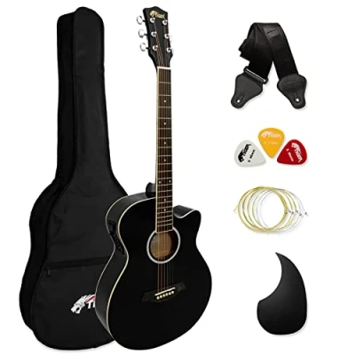 Afbeelding van TIGER Full Size Electro Akoestische Gitaarpakket voor Beginners met Ingebouwde Tuner en EQ Zwart