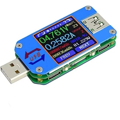 Afbeelding van Fasizi UM25C USB voltmeter, Bluetooth Type C Tester Meter spanningsmeter en stroomtester, 1.44 inch 5A LCD kleurenscherm Power Multimeter, QC 2.0 3.0