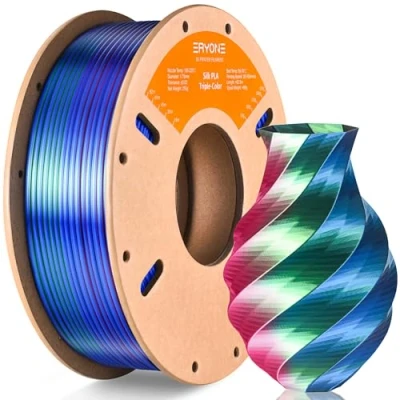 Afbeelding van ERYONE zijden PLA filament 1.75mm, 3D printer, +/ 0.03mm, 250g spoel, zijde, rood, blauw, groen