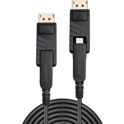Afbeelding van LINDY Câble Mini DisplayPort 1.4 Hybride Fibre Optique avec connecteurs DP Détachables, 100m