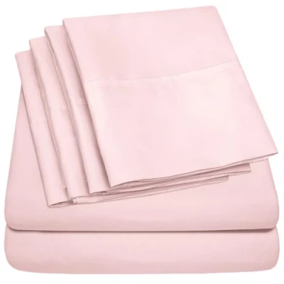 Afbeelding van Queen lakens lichtroze 6 delig 1500 Supreme Collection Fijn geborsteld microvezel diepe zak lakenset Beddengoed 2 extra kussenslopen, voordelig, Queen,