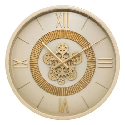 Afbeelding van Atmosphera Wandklok/muur klok Roma Dua Vintage Metal Dia 50 cm metaal/glas beige/goud Luxe klokken