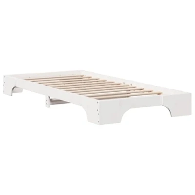 Afbeelding van vidaXL Bedframe Wit Massief grenenhout 90 x 190 cm Rechthoekig