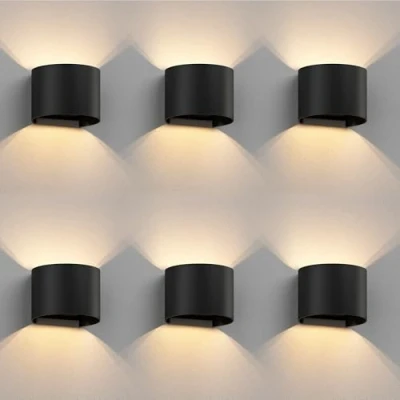 Afbeelding van ledscom.de 6 stuks wandlamp RUNEL voor buiten, IP65, up/downlight, matzwart, rond, 1x G9 max. 10W