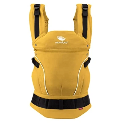 Afbeelding van manduca FIRST Babydrager &gt; &lt; baby en kinderdrager met rugverlenging ergonomische heupriem voor kinderen van 3,5 tot 20 kg (First PureCotton, goud)