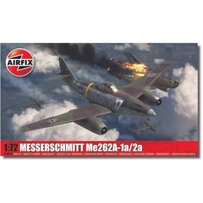 Afbeelding van Airfix Modelset A03090A Messerschmitt Me262A 1a/2a Modelbouwset Plastic modelvliegtuigsets voor volwassenen en kinderen vanaf 8 jaar, set inclusief sprues stickers Schaalmodel 1:72