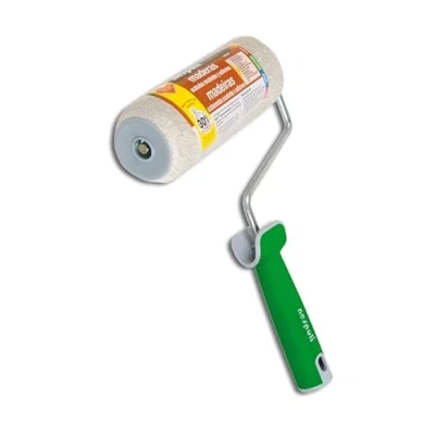 Afbeelding van Nespoli Teflon microvezel verfroller voor hout, 18 cm, ergonomische handgreep, met schuine randen om markeringen te voorkomen