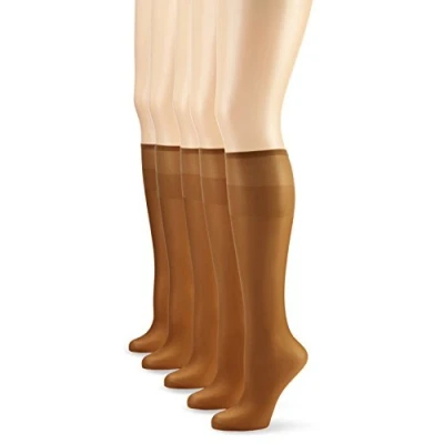 Afbeelding van Alleen de dames kniekousen 626969/5 pack zijden fijne knie, 5 15 DEN, maat. One size, bruin (brons 213)