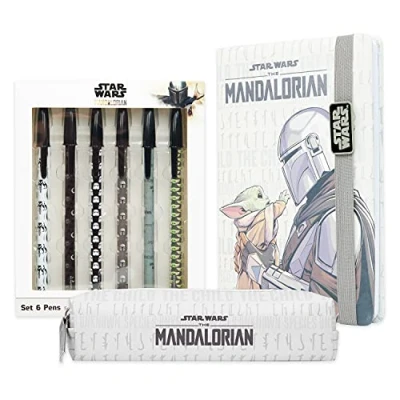 Afbeelding van Disney Etui en Schrijfwaren Set Eeyore Winnie The Pooh Mandalorian Minnie Mouse Mickey Notitieboekje Pennenset Schoolbenodigdheden Werk Kantoor Baby Yoda Geschenken (Wit Mandalorian)