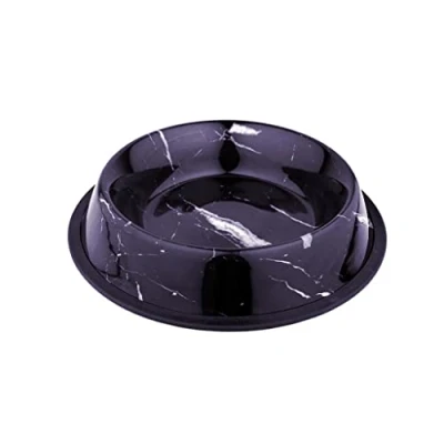 Afbeelding van Duvoplus Drinkbak Hond Eetkom Deco Fix Marble Look 1000ml L 25,8x25,8x5,1cm Zwart 1st