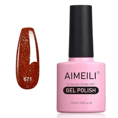 Afbeelding van AIMEILI Semi Permanente Gel Nagellak Soak Off UV LED Glitter Klassieke Herfst &amp; Winter Kleur 10ML 671
