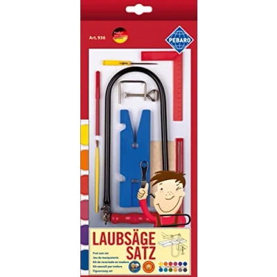Afbeelding van Pebaro 936 figuurzaagset, 17 delig, complete set voor figuurzaagwerkzaamheden, met figuurzaaggebogen made in Germany, figuurzagen, knutselen hout, knutselset, cadeau idee kinderen