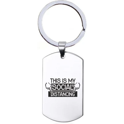 Afbeelding van Sleutelhanger RVS This is My Social Distancing