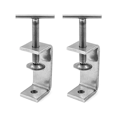 Afbeelding van Set van 2 304 roestvrijstalen C klemmen, hoogwaardige klem, voor doe het zelf houtbewerking, lassen, schrijnwerk, zilver, handdraaien, stijl
