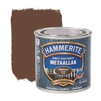 Afbeelding van Hammerite Metaallak Hamerslag Bruin Kunststof &amp; metaal verf
