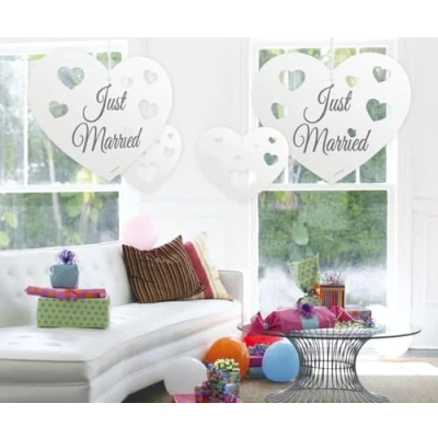Afbeelding van Hangdecoratie Just married 5 stuks