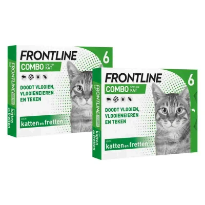 Afbeelding van 2x Frontline Combo Spot On Anti Vlooien en Teken Druppels Kat vanaf 1 kg 6 pipetten