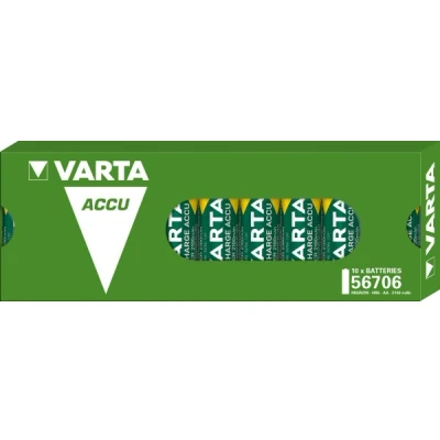 Afbeelding van Varta Batterij NiMH, Mignon, AA, HR06, 1.2V/2100mAh Accuvoeding, Voorgeladen, Doos (10 Pack)