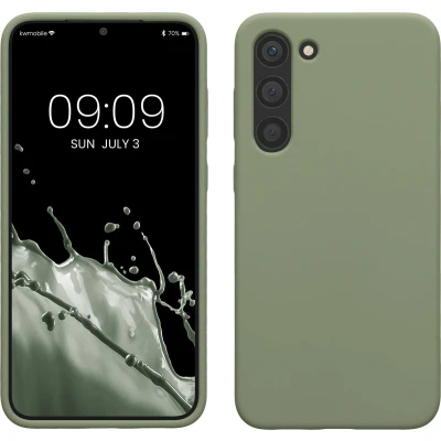Afbeelding van kwmobile telefoonhoesje geschikt voor Samsung Galaxy S23 Plus Hoesje met siliconen coating Smartphone case in grijsgroen