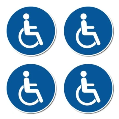 Afbeelding van Voor rolstoelgebruikers of mensen met een handicap, biedteken gebaseerd op DIN EN ISO 7010 / ASR A1.3 stickers: 7,5 cm, 4 stuks