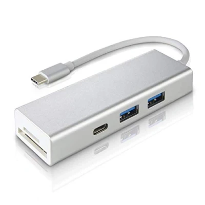 Afbeelding van Hama USB 3.1 Type C Hub, 3 voudig, met kaartlezer (2x A, 1x C, SD/SDHC/SDXC/microSDHC/microSDXC, voor PC/Mac/Laptop/Tablet, OTG compatibel) externe verdeler,