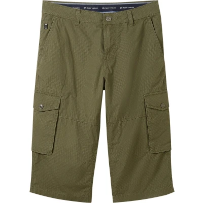 Afbeelding van TOM Tailor MIT Print Shorts, Heren, Maat: 33, Olive geometric structure