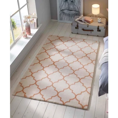 Afbeelding van Wasbaar Vloerkleed Trellis Wit/roze 80x150 Cm