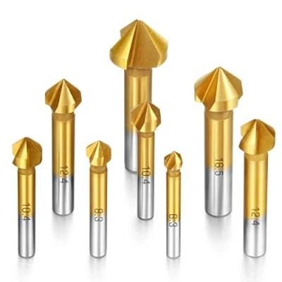Afbeelding van Camtek 8 stuks 90 kegelverzinkset HSS verzinkboor ontbramer set met titanium gecoat 6,3 20,5 mm