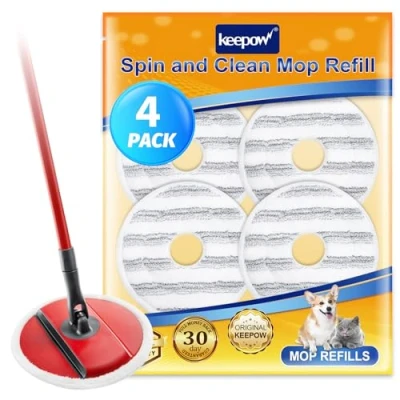 Afbeelding van KEEPOW 4 stuks voor Vileda Spin en Clean Mop Navulling, wasbare herbruikbare navulling Head