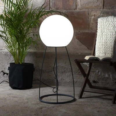 Afbeelding van STAR TRADING Patio lamp Mallorca 95 cm zwart/wit kunststof/metaal