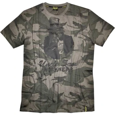 Afbeelding van Uncle Sam WORKWEAR T shirt met ronde hals en opdruk antraciet/zwart maat M